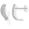 imagePAVOI 14K Gold Plated Sterling Silver Post CZ Wavy Stud Earrings  Twisted Wave Cubic Zirconia Half Huggie Earrings for WomenWhite Gold