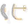 imagePAVOI 14K Gold Plated Sterling Silver Post CZ Wavy Stud Earrings  Twisted Wave Cubic Zirconia Half Huggie Earrings for WomenYellow Gold