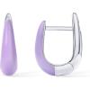 imagePAVOI 14K Gold Plated Sterling Silver Post Earrings for Women  Colored Enamel Cubic Zirconia Huggie Hoop Earrings  Blue Pink Purple White JewelryWhite Gold  Purple Enamel
