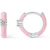imagePAVOI 14K Gold Plated Sterling Silver Post Earrings for Women  Colored Enamel Cubic Zirconia Huggie Hoop Earrings  Blue Pink Purple White JewelryWhite Gold  Pink Enamel