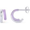 imagePAVOI 14K Gold Plated Sterling Silver Post Earrings for Women  Colored Enamel Cubic Zirconia Huggie Hoop Earrings  Blue Pink Purple White JewelryWhite Gold  Purple Enamel