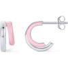 imagePAVOI 14K Gold Plated Sterling Silver Post Earrings for Women  Colored Enamel Cubic Zirconia Huggie Hoop Earrings  Blue Pink Purple White JewelryWhite Gold  Pink Enamel