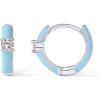 imagePAVOI 14K Gold Plated Sterling Silver Post Earrings for Women  Colored Enamel Cubic Zirconia Huggie Hoop Earrings  Blue Pink Purple White JewelryWhite Gold  Blue Enamel