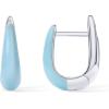 imagePAVOI 14K Gold Plated Sterling Silver Post Earrings for Women  Colored Enamel Cubic Zirconia Huggie Hoop Earrings  Blue Pink Purple White JewelryWhite Gold  Pink Enamel