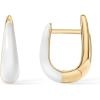 imagePAVOI 14K Gold Plated Sterling Silver Post Earrings for Women  Colored Enamel Cubic Zirconia Huggie Hoop Earrings  Blue Pink Purple White JewelryYellow Gold  White Enamel