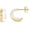 imagePAVOI 14K Gold Plated Sterling Silver Post Earrings for Women  Colored Enamel Cubic Zirconia Huggie Hoop Earrings  Blue Pink Purple White JewelryYellow Gold  White Enamel