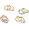 imagePAVOI 14K Gold Plated Sterling Silver Post Earrings for Women  Colored Enamel Cubic Zirconia Huggie Hoop Earrings  Blue Pink Purple White JewelryYellow Gold  Blue Enamel