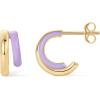 imagePAVOI 14K Gold Plated Sterling Silver Post Earrings for Women  Colored Enamel Cubic Zirconia Huggie Hoop Earrings  Blue Pink Purple White JewelryYellow Gold  Purple Enamel