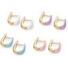 imagePAVOI 14K Gold Plated Sterling Silver Post Earrings for Women  Colored Enamel Cubic Zirconia Huggie Hoop Earrings  Blue Pink Purple White JewelryYellow Gold  Blue Enamel