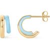 imagePAVOI 14K Gold Plated Sterling Silver Post Earrings for Women  Colored Enamel Cubic Zirconia Huggie Hoop Earrings  Blue Pink Purple White JewelryYellow Gold  Blue Enamel
