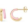 imagePAVOI 14K Gold Plated Sterling Silver Post Earrings for Women  Colored Enamel Cubic Zirconia Huggie Hoop Earrings  Blue Pink Purple White JewelryYellow Gold  Pink Enamel