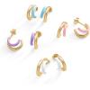 imagePAVOI 14K Gold Plated Sterling Silver Post Earrings for Women  Colored Enamel Cubic Zirconia Huggie Hoop Earrings  Blue Pink Purple White JewelryYellow Gold  Blue Enamel