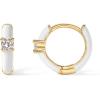 imagePAVOI 14K Gold Plated Sterling Silver Post Earrings for Women  Colored Enamel Cubic Zirconia Huggie Hoop Earrings  Blue Pink Purple White JewelryYellow Gold  White Enamel