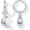 imagePAVOI 14K Gold Plated Sterling Silver Posts Charm Huggie Earrings for Women  Lightweight Love Heart Moon Flower Star Drop Dangle Huggie Charm EarringWhite Gold