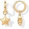 imagePAVOI 14K Gold Plated Sterling Silver Posts Charm Huggie Earrings for Women  Lightweight Love Heart Moon Flower Star Drop Dangle Huggie Charm EarringYellow Gold