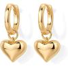 imagePAVOI 14K Gold Plated Sterling Silver Posts Charm Huggie Earrings for Women  Lightweight Love Heart Moon Flower Star Drop Dangle Huggie Charm EarringYellow Gold