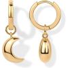 imagePAVOI 14K Gold Plated Sterling Silver Posts Charm Huggie Earrings for Women  Lightweight Love Heart Moon Flower Star Drop Dangle Huggie Charm EarringYellow Gold