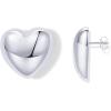 imagePAVOI 14K Gold Plated Sterling Silver Posts Chunky Heart Statement Earrings for Women  Love Friendship Puffy Heart Teardrop Dangle ampamp Stud EarringsWhite Gold