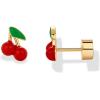 imagePAVOI 14K Gold Plated Sterling Silver Posts Enamel Flatback Stud Earrings for Women  Colored Chili Pepper Strawberry Peach Cherry Emoji Screwback Earrings  Dainty Helix Cartilage Piercing JewelryCherry