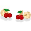 imagePAVOI 14K Gold Plated Sterling Silver Posts Enamel Flatback Stud Earrings for Women  Colored Chili Pepper Strawberry Peach Cherry Emoji Screwback Earrings  Dainty Helix Cartilage Piercing JewelryCherry