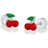 imagePAVOI 14K Gold Plated Sterling Silver Posts Enamel Flatback Stud Earrings for Women  Colored Chili Pepper Strawberry Peach Cherry Emoji Screwback Earrings  Dainty Helix Cartilage Piercing JewelryCherry