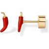 imagePAVOI 14K Gold Plated Sterling Silver Posts Enamel Flatback Stud Earrings for Women  Colored Chili Pepper Strawberry Peach Cherry Emoji Screwback Earrings  Dainty Helix Cartilage Piercing JewelryChili Pepper