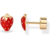 imagePAVOI 14K Gold Plated Sterling Silver Posts Enamel Flatback Stud Earrings for Women  Colored Chili Pepper Strawberry Peach Cherry Emoji Screwback Earrings  Dainty Helix Cartilage Piercing JewelryStrawberry