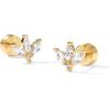 imagePAVOI 14K Gold Plated Sterling Silver Posts Mini Stud Flat Back Earrings for Women  Helix Cartilage Piercing Jewelry  Dainty Pearl Star Cluster Cubic Zirconia Lotus Climber Screw BacksLotus Stud