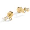 imagePAVOI 14K Gold Plated Sterling Silver Posts Mini Stud Flat Back Earrings for Women  Helix Cartilage Piercing Jewelry  Dainty Pearl Star Cluster Cubic Zirconia Lotus Climber Screw BacksCZ Cluster