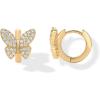 imagePAVOI 14K Gold Plated Sterling Silver Posts Small Huggie Hoop Earrings for Women  Trendy Celestial North Star Butterfly Heart Hoop Earrings  Cubic Zirconia Cute Gold Motif JewelryButterfly