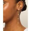 imagePAVOI 14K Gold Plated Sterling Silver Posts Station Linear Dangle Earrings for Women  Simulated Diamond Chain Drop EarringsYellow Gold