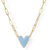 imagePAVOI 14K Gold Plated Heart Enamel Pendant Necklace for Women  Love Paperclip Chain Necklaces  Blue Pink Purple White Enamel Heart PendantsYellow Gold