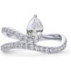 imagePAVOI 14K Gold Plated Premium Cubic Zirconia Square Solitaire Engagement Ring for Women  Unique Wavy Promise and Fake Wedding RingWhite Gold
