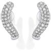 imagePAVOI 14K Gold Plated Sterling Silver Post CZ Wavy Stud Earrings  Twisted Wave Cubic Zirconia Half Huggie Earrings for WomenWhite Gold