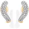 imagePAVOI 14K Gold Plated Sterling Silver Post CZ Wavy Stud Earrings  Twisted Wave Cubic Zirconia Half Huggie Earrings for WomenYellow Gold