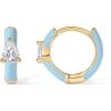 imagePAVOI 14K Gold Plated Sterling Silver Post Earrings for Women  Colored Enamel Cubic Zirconia Huggie Hoop Earrings  Blue Pink Purple White JewelryYellow Gold  Blue Enamel