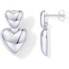 imagePAVOI 14K Gold Plated Sterling Silver Posts Chunky Heart Statement Earrings for Women  Love Friendship Puffy Heart Teardrop Dangle ampamp Stud EarringsWhite Gold