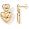imagePAVOI 14K Gold Plated Sterling Silver Posts Chunky Heart Statement Earrings for Women  Love Friendship Puffy Heart Teardrop Dangle ampamp Stud EarringsYellow Gold