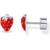 imagePAVOI 14K Gold Plated Sterling Silver Posts Enamel Flatback Stud Earrings for Women  Colored Chili Pepper Strawberry Peach Cherry Emoji Screwback Earrings  Dainty Helix Cartilage Piercing JewelryStrawberry
