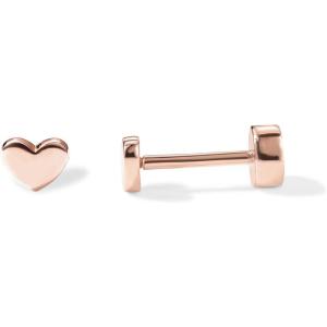 imagePAVOI 14K Gold Plated 925 Sterling Silver Posts Pair of Flat Back Stud Earrings for Women  Cartilage Helix Piercing  Heart Moon Snake Smiley Butterfly Yin and Yang North Star EarringHeart