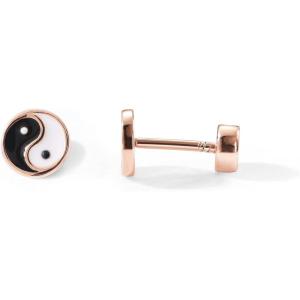 imagePAVOI 14K Gold Plated 925 Sterling Silver Posts Pair of Flat Back Stud Earrings for Women  Cartilage Helix Piercing  Heart Moon Snake Smiley Butterfly Yin and Yang North Star EarringYin and Yang