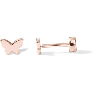 imagePAVOI 14K Gold Plated 925 Sterling Silver Posts Pair of Flat Back Stud Earrings for Women  Cartilage Helix Piercing  Heart Moon Snake Smiley Butterfly Yin and Yang North Star EarringButterfly