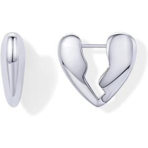 imagePAVOI 14K Gold Plated Bold Chunky Dupe Heart Hoop Earrings for Women  Gold Earring PairBroken Heart