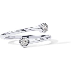 imagePAVOI 14K Gold Plated CZ Bypass Ring  Simulated Diamond BTY Ring  Stacking Rings for WomenWhite Gold