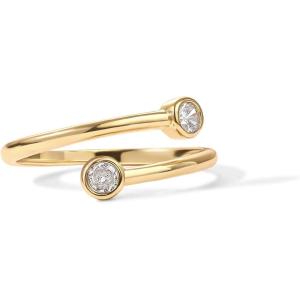 imagePAVOI 14K Gold Plated CZ Bypass Ring  Simulated Diamond BTY Ring  Stacking Rings for WomenYellow Gold