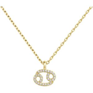 imagePAVOI 14K Gold Plated Cubic Zirconia Astrology Necklaces for Women  Zodiac Pendant Jewelry Gifts  Zodiac Sign Pendant NecklacesCancer