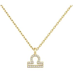 imagePAVOI 14K Gold Plated Cubic Zirconia Astrology Necklaces for Women  Zodiac Pendant Jewelry Gifts  Zodiac Sign Pendant NecklacesLibra