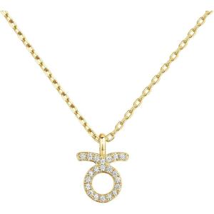 imagePAVOI 14K Gold Plated Cubic Zirconia Astrology Necklaces for Women  Zodiac Pendant Jewelry Gifts  Zodiac Sign Pendant NecklacesTaurus