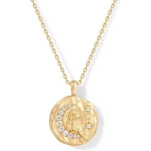 imagePAVOI 14K Gold Plated Engraved Hammered Oval Coin Pendant Necklace for Women  Hamsa Stars Bohemian Pendant Adjustable Chain Necklaces  Calm Inspirational Secret PhrasesYellow Gold