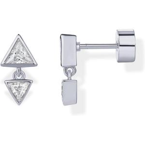 imagePAVOI 14K Gold Plated Sentimental Dangle Flat Back Earrings for Women  Helix and Cartilage Pearl Cluster Triangle Lotus Pear Marquise Cubic Zirconia Screw Back Earring PairTriangle